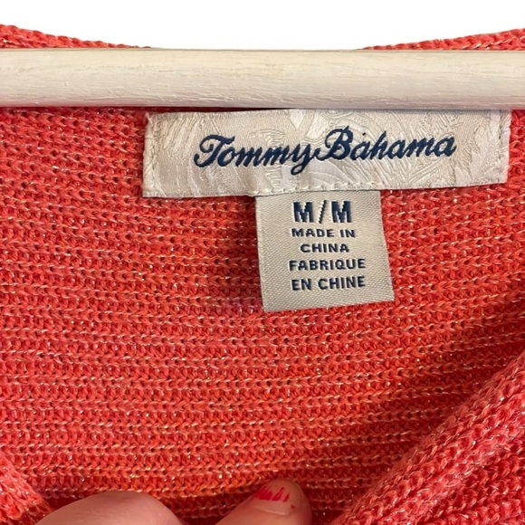 Tommy Bahama Womens Bonita Coral Sparkle Dolman Sleeves Sweater Knit Size Medium - Picture 6 of 7